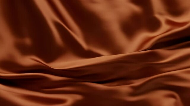 Rich brown silk fabric draped elegantly showcasing smooth, flowing texture and soft luster