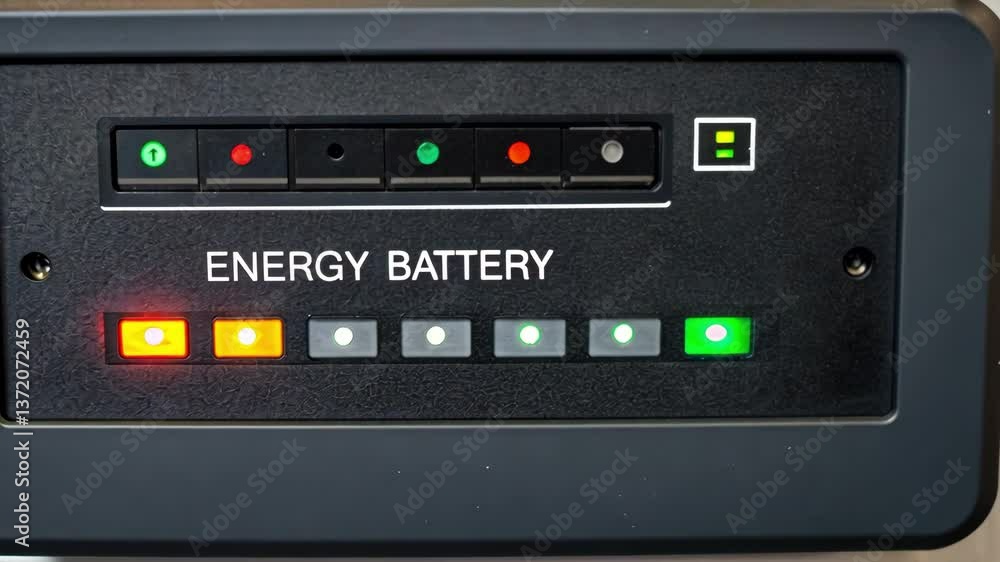 Poster energy battery technology essential device for power management and efficiency with indicator lights