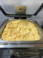 Scrambled eggs at the breakfast buffet