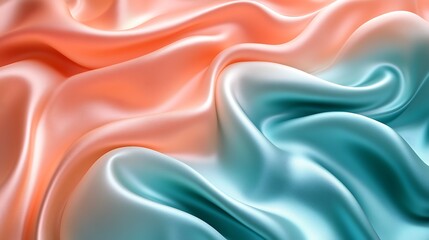 Fototapeta premium A smooth, silky surface in shades of coral and teal, with a gradient transition and a polished finish,