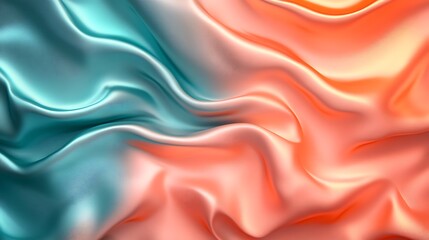 Obraz premium A smooth, silky surface in shades of coral and teal, with a gradient transition and a polished finish,