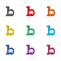 Obraz premium B letter car logo icon isolated on white background. Set icons colorful