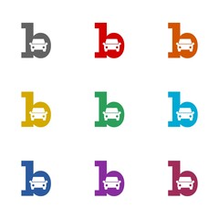 Obraz premium B letter car logo icon isolated on white background. Set icons colorful