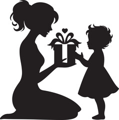 silhouette of a mother and daughter 