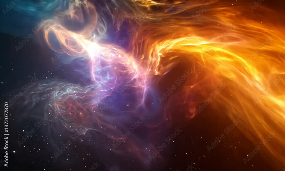 Poster cosmic symphony: mesmerizing dance of nebula clouds in deep space visualization