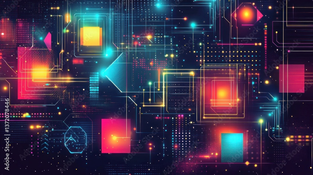 interconnected digital pathways illuminate data streams abstract network visualization representing 