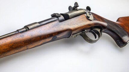 Classic Rifle with Wooden Stock and Barrel Detail Close-Up