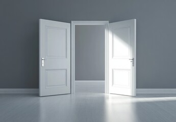 Open doors, bright sunlight, modern interior, opportunity