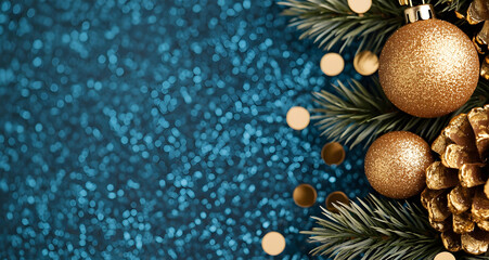 Festive Christmas composition with ornaments and sparkles, capturing the spirit of the holidays and winter's delight.