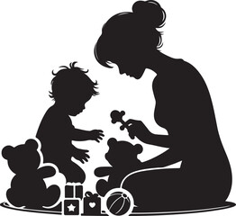 silhouette of a mother and daughter 