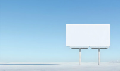 Obraz premium Empty Billboard Against Clear Blue Sky in Open Landscape