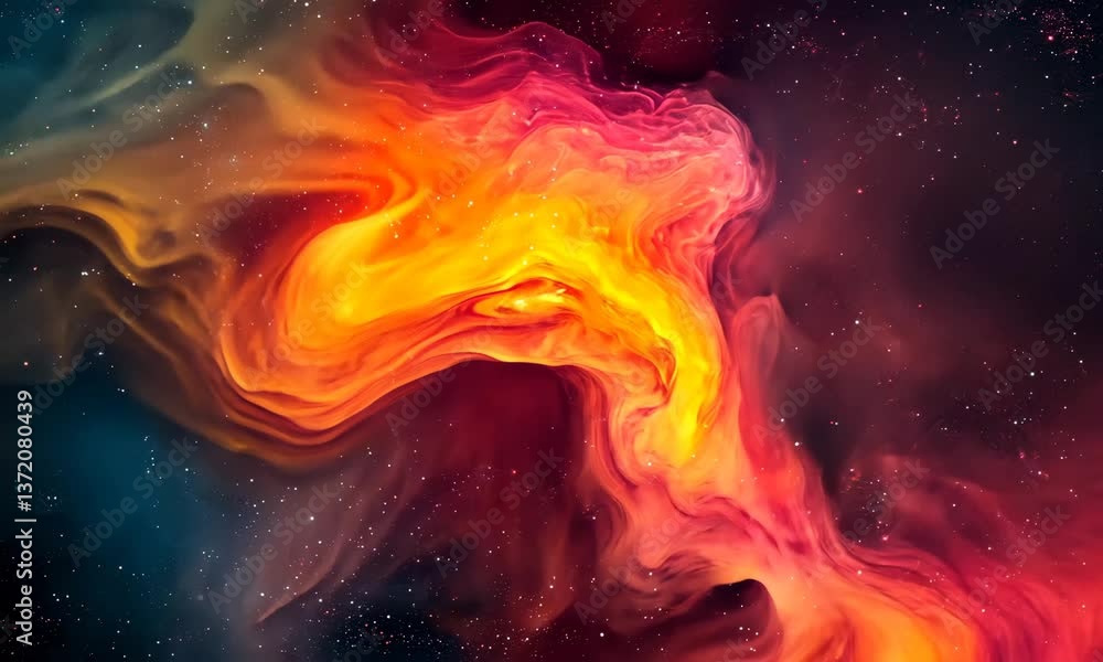 Poster vibrant nebula formation displaying cosmic clouds in deep space exploration