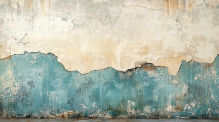 Fototapeta premium Minimalist cracked plaster wall with soft texture and light neutral tones, vintage simplicity. 
