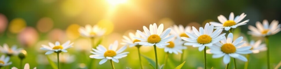 Innocent daisies from a low angle perspective, cute, macro © Tanapong