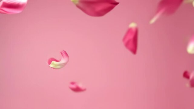Pink peony petals flying in the air, Great for international women's day celebrations Around the World