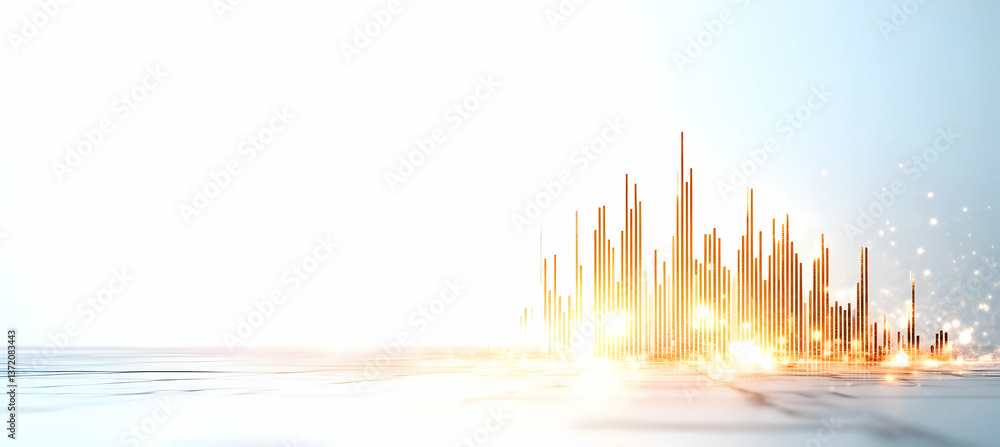 Poster abstract cityscape with geometric building structures on white background