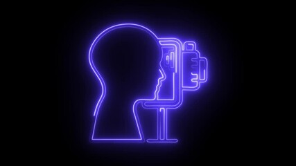 Glowing neon eye test icon isolated on black background. HD Video motion graphic animation - Powered by Adobe