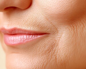 Fototapeta premium A close up image of a womans face showing wrinkles