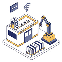 Realistic Isometric 3D Smart Factory with Advanced Robotics and Automation