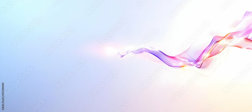 Poster abstract wavy lines with light effects in purple color background design element
