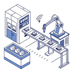 Realistic Isometric 3D Smart Factory with Advanced Robotics and Automation