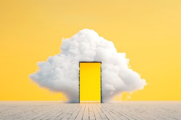 Yellow Door in Cloud for Abstract Opportunity.