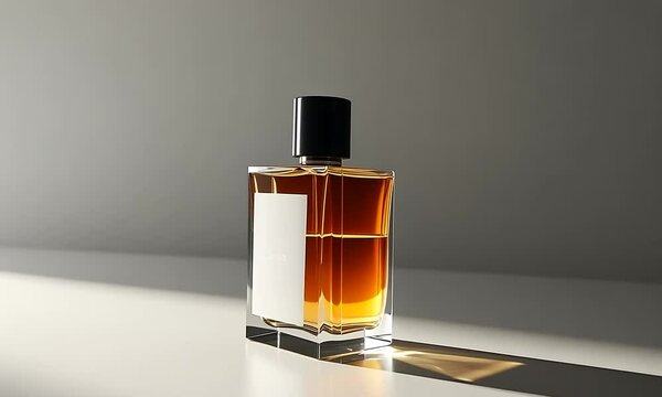 Amber Perfume Bottle Minimalist Product Photography