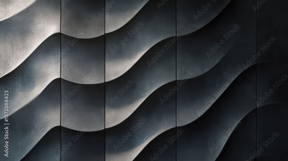 Poster a wall with a wave pattern on it
