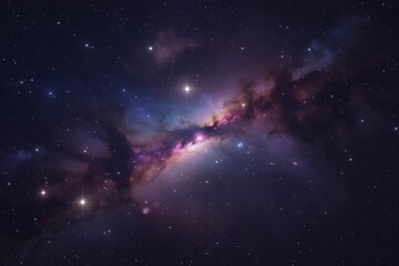 A breathtaking cosmic vista showcases a nebula's vibrant hues and stellar brilliance amidst a star-studded expanse.