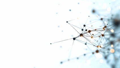 Complex Network of Interconnected Nodes and Lines with Blue Tones on White