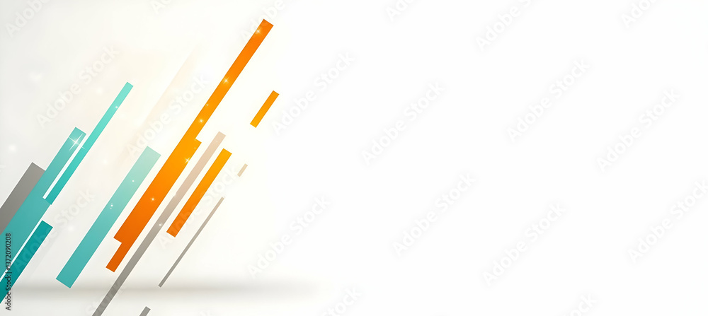 Poster dynamic abstract background with orange blue and gray diagonal lines on white