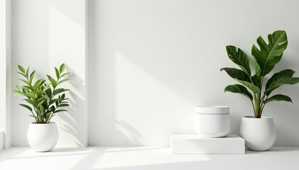 Pure white backdrop, minimalist product display, bottle, shadow, matte