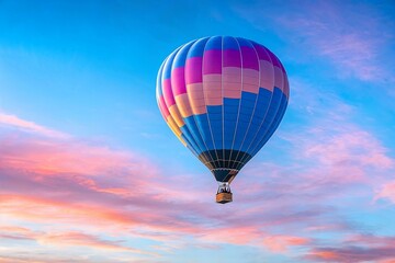 Fototapeta premium Silhouette of a hot air balloon against a colorful dawn sky