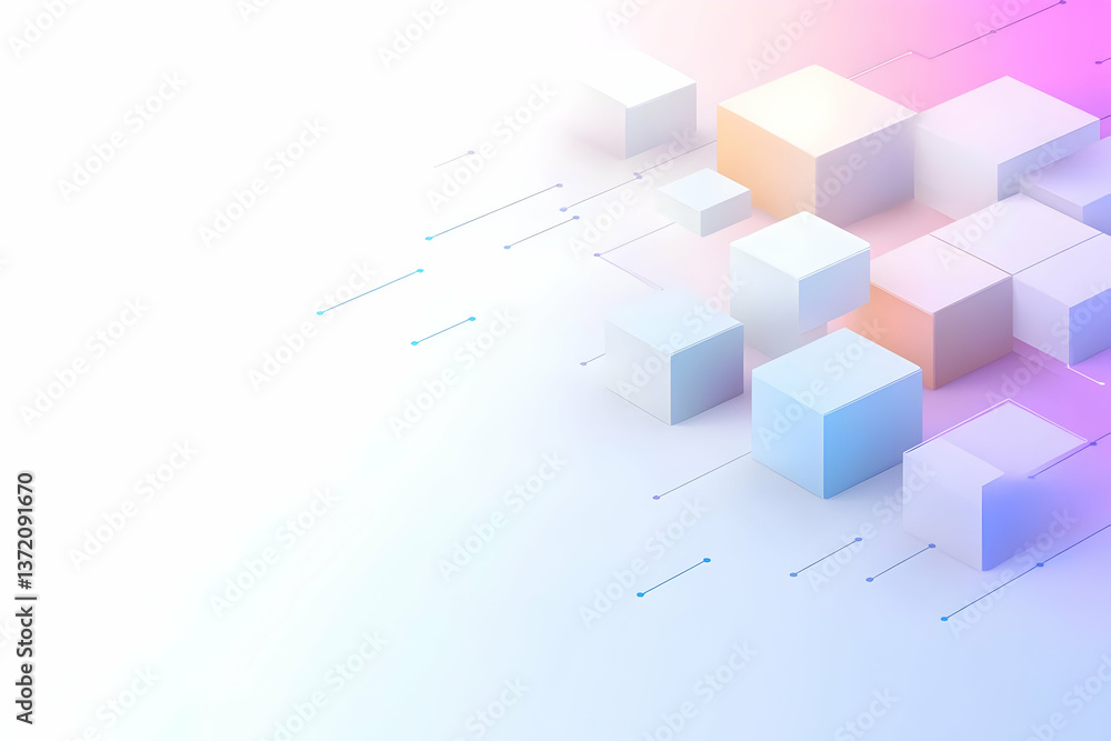 Aufkleber geometric abstract background with white cubes and gradient light effect