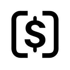 Dollar sign, black, bold, isolated on white. Represents currency, money, finance. Ideal for business, finance, and commerce-related websites and blogs.