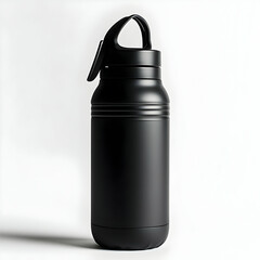 Obraz premium A black water bottle with an integrated fruit filter and metal spout