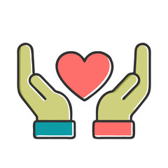 Obraz premium pair of hands gently cradles heart,symbolizing love,care,and support for websites and blogs focusing on relationships,health,charity,and emotional well-being