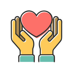 Obraz premium pair of hands gently cradles heart,symbolizing love,care,and support for websites and blogs focusing on relationships,health,charity,and emotional well-being