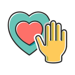 Obraz premium Colorful cartoon heart emblem for health and wellness blogs, love-themed websites and graphic projects.