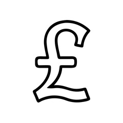 Black symbol for the pound sterling (£) on white background.symbol is used to represent the British pound sterling and other currencies for financial websites,blogs about the UK economy or articles 