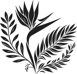 Elegant black Minimalist drawing of flowers with leaves, flower silhouette vector illustration