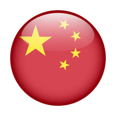 flag of China, button round glossy icon