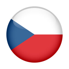 flag of Czech, button round glossy icon
