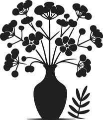 Elegant black Minimalist drawing of flowers with leaves, flower silhouette vector illustration