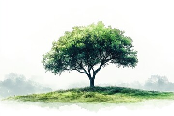 Fototapeta premium Watercolor illustrations of trees and shrubs