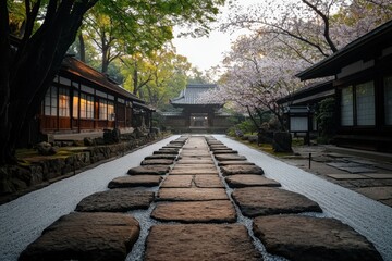 Exploring the ancient temples of kyoto japan a serene pathway surrounded by famous landmarks tranquil gardens and cultural heritage at sunrise