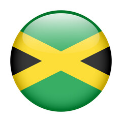 flag of Jamaica, button round glossy icon