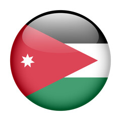 flag of Jordan, button round glossy icon