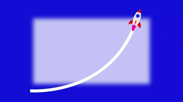 Animation of a arrow with rocket rising diagonally upwards. Rising arrow transparent. business growth arrow and graph chart.