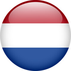 flag of Netherlands, button round glossy icon